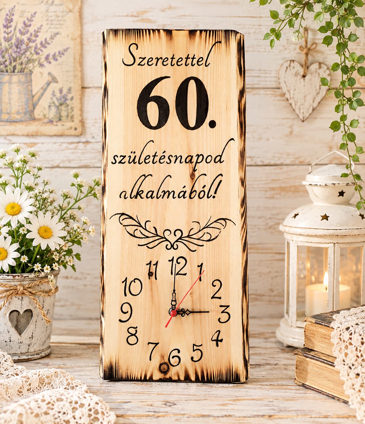 🎁 Születésnapi 60-as falióra – egyedi, kézműves ajándék